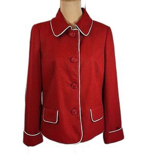 Dennis Basso Size Medium Signature Red Long Sleeve Jacket